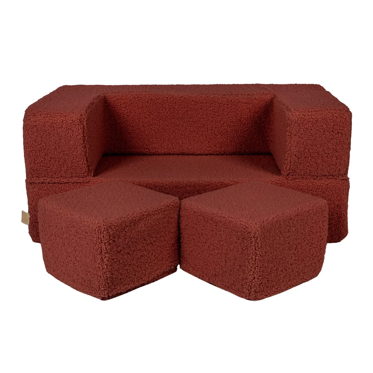 MeowBaby Bearly Cube — Fold-Out Kids Sofa with Two Poufs