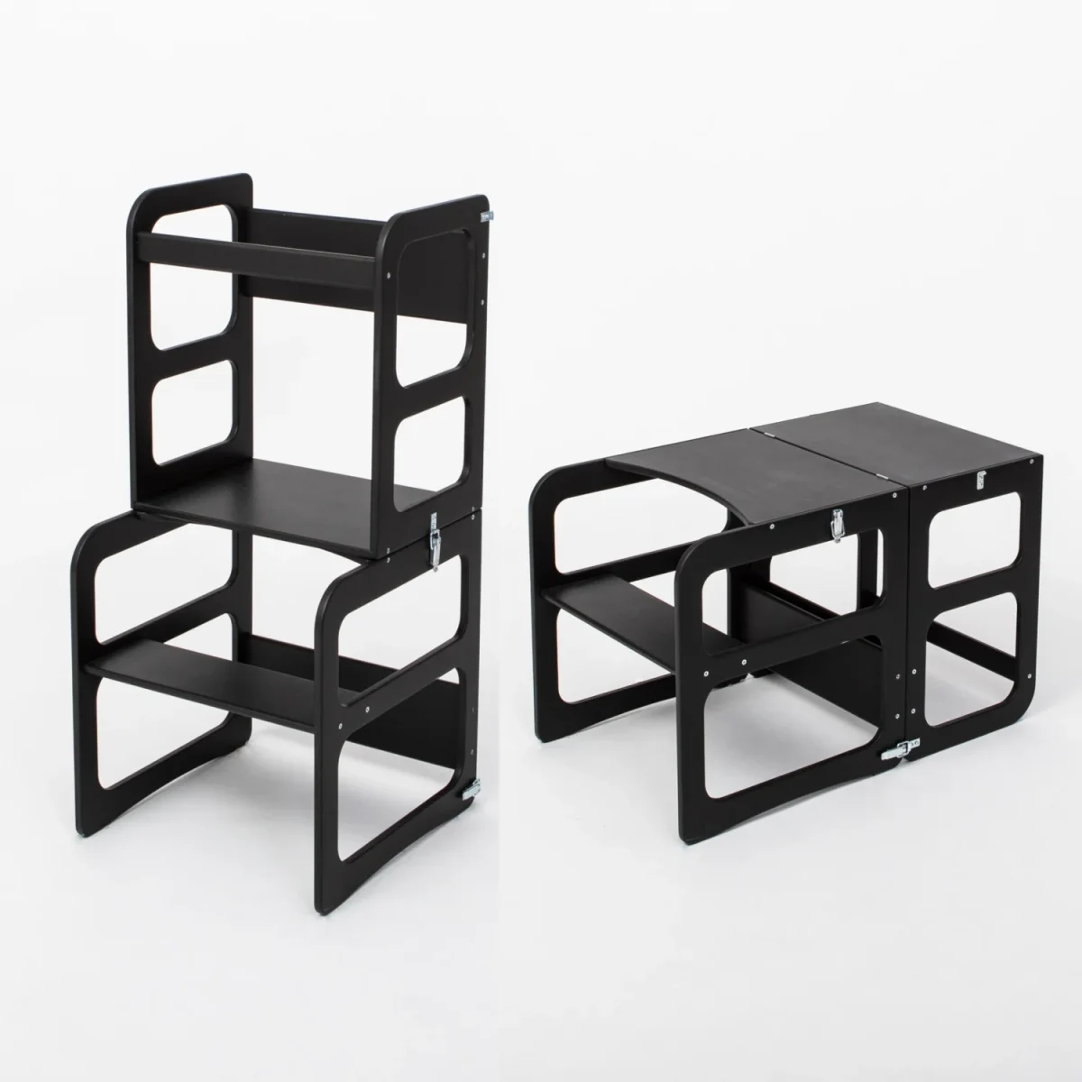 2-in-1 Kitchen Tower / Table & Chair — black