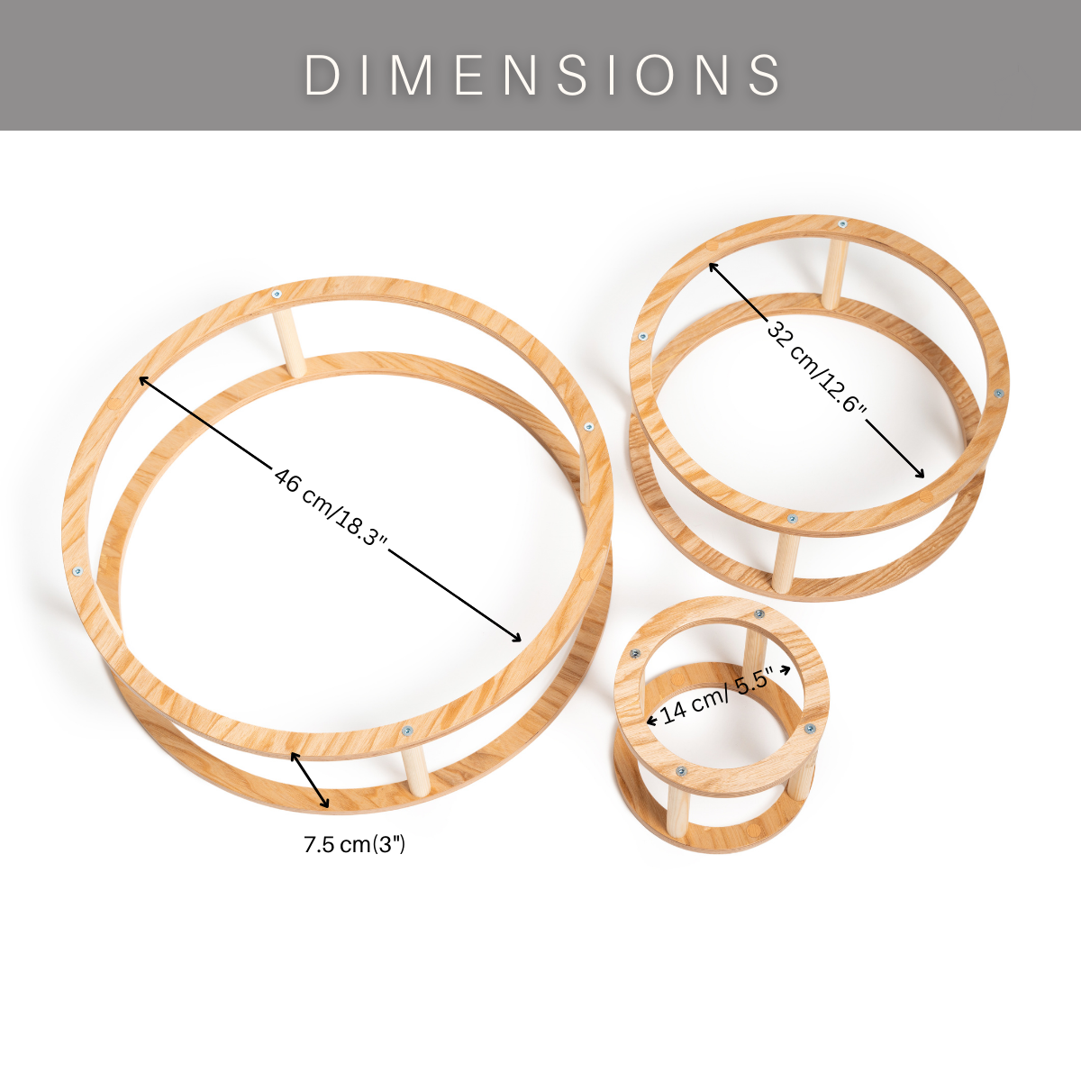 Montessori Wooden Rings, Set of 3, Ash Wood, photo 8