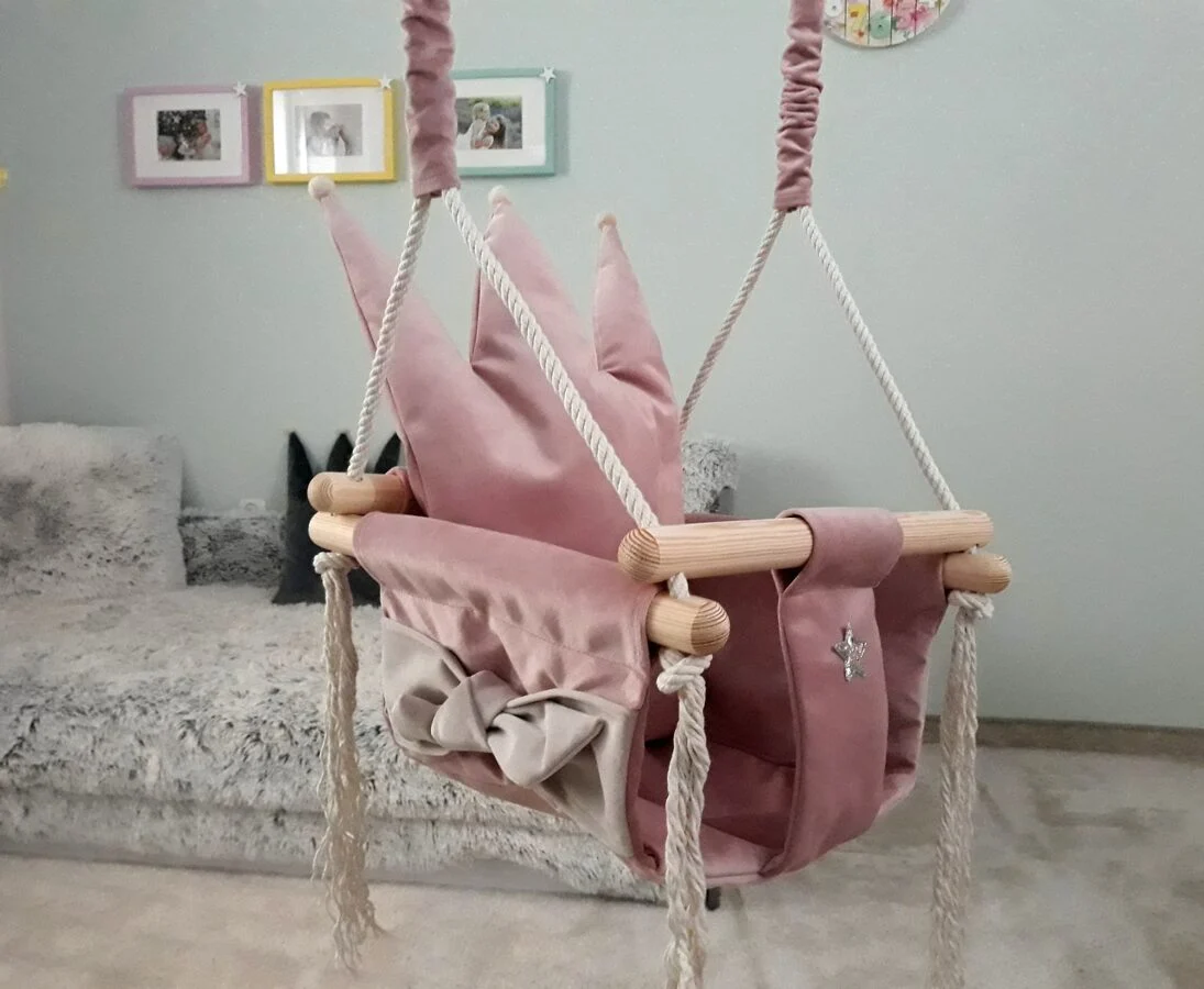 Swing with Crown Shaped Cushion, Dusty Pink