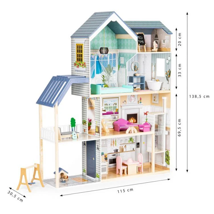 Gerardo’s Toys Crystal — Wooden Dollhouse, 4 Floors and Attic, LED, photo 7