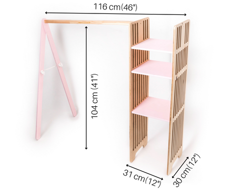 Kids Wooden Clothing Rack — Pink