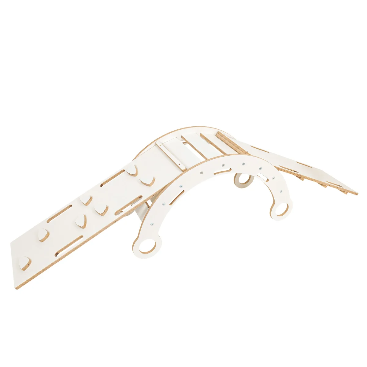 MeowBaby Dream Rocker — White Wooden Rocker with Pillow, Slide and Ladder