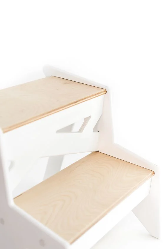 Plywood Step Stool, 17 cm Step — White