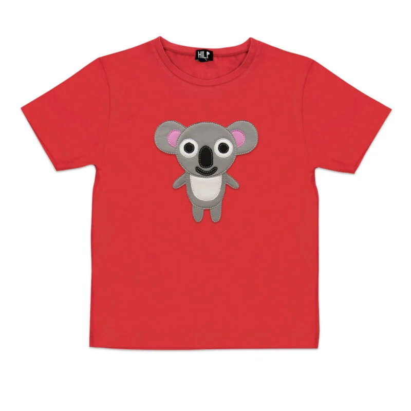 Kids T-Shirt with Koala Print — Red