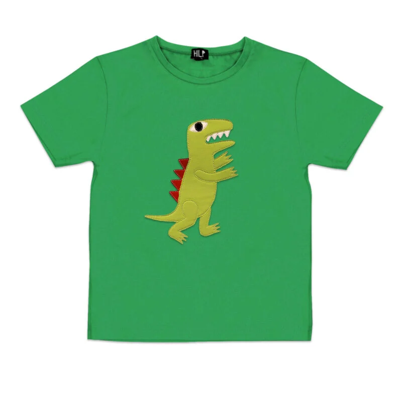 Dinosaur Print Kids T-Shirt — Green