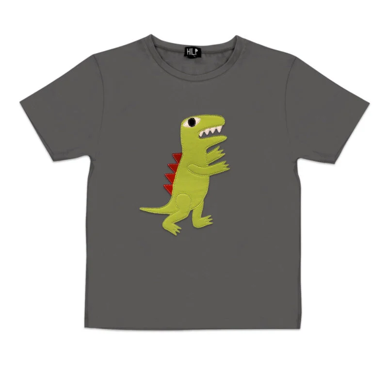 Dinosaur Print Kids T-Shirt — Grey
