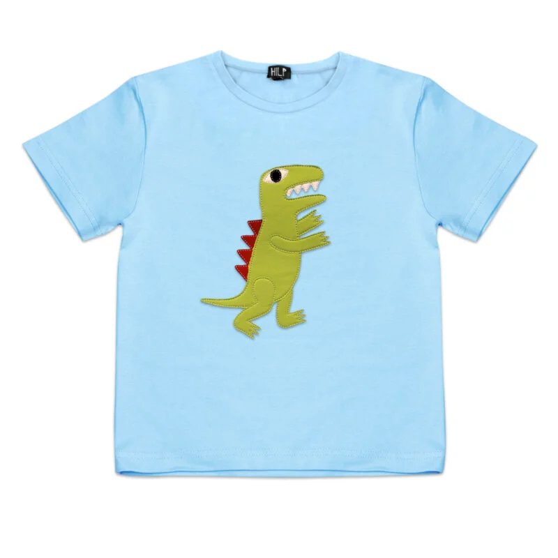 Dinosaur Print Kids T-Shirt — Light Blue