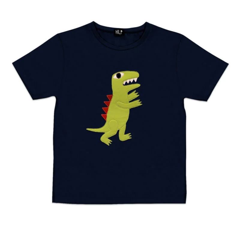 Dinosaur Print Kids T-Shirt — Navy