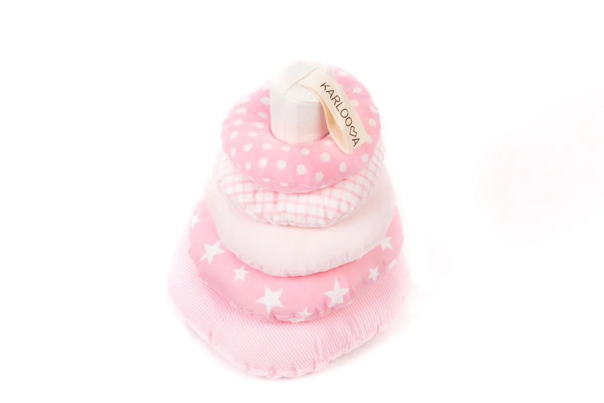 Jingling and Crinkling Stacking Tower for Babies — Pink