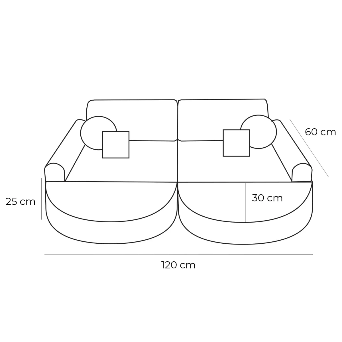 Medium Modular Kids Sofa 120 × 60 cm, 44 Options, photo 2