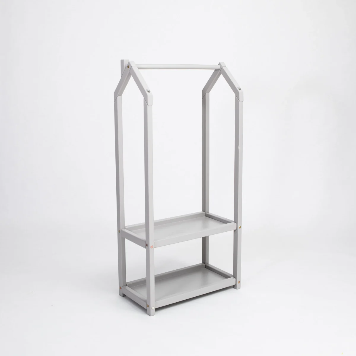 House-Shaped Clothing Rack with Storage — Grey