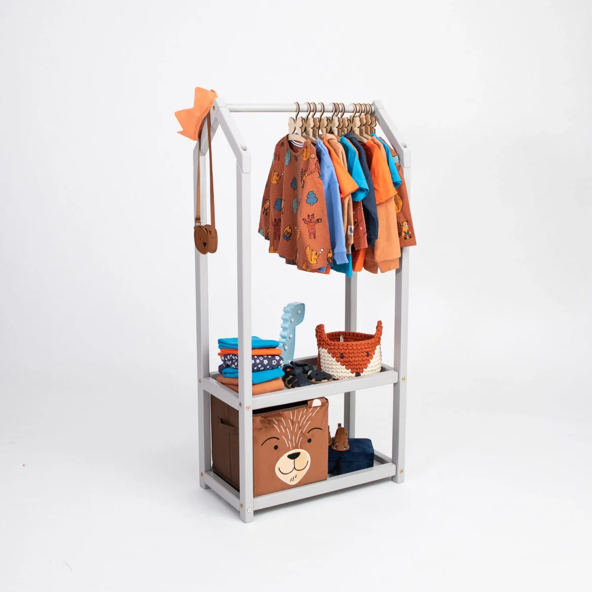 House-Shaped Clothing Rack with Storage