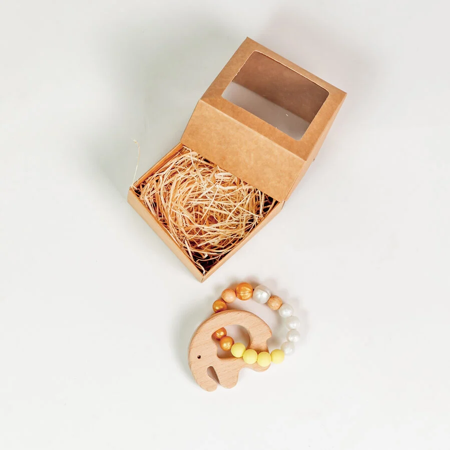 Silicone Teether Bracelet with Wooden Elephant