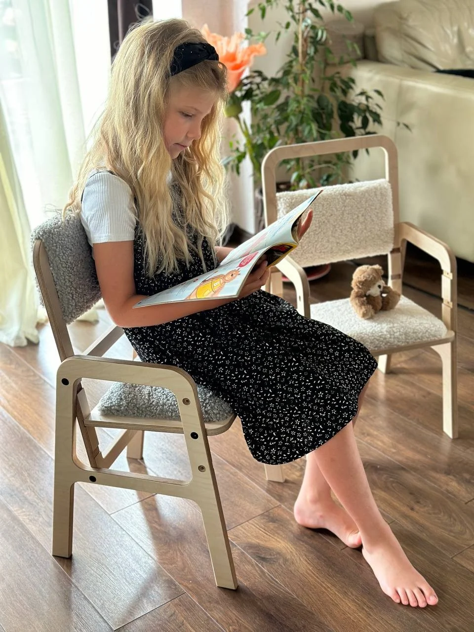 Adjustable Birch Chair with Armrests and Soft Back, photo 5