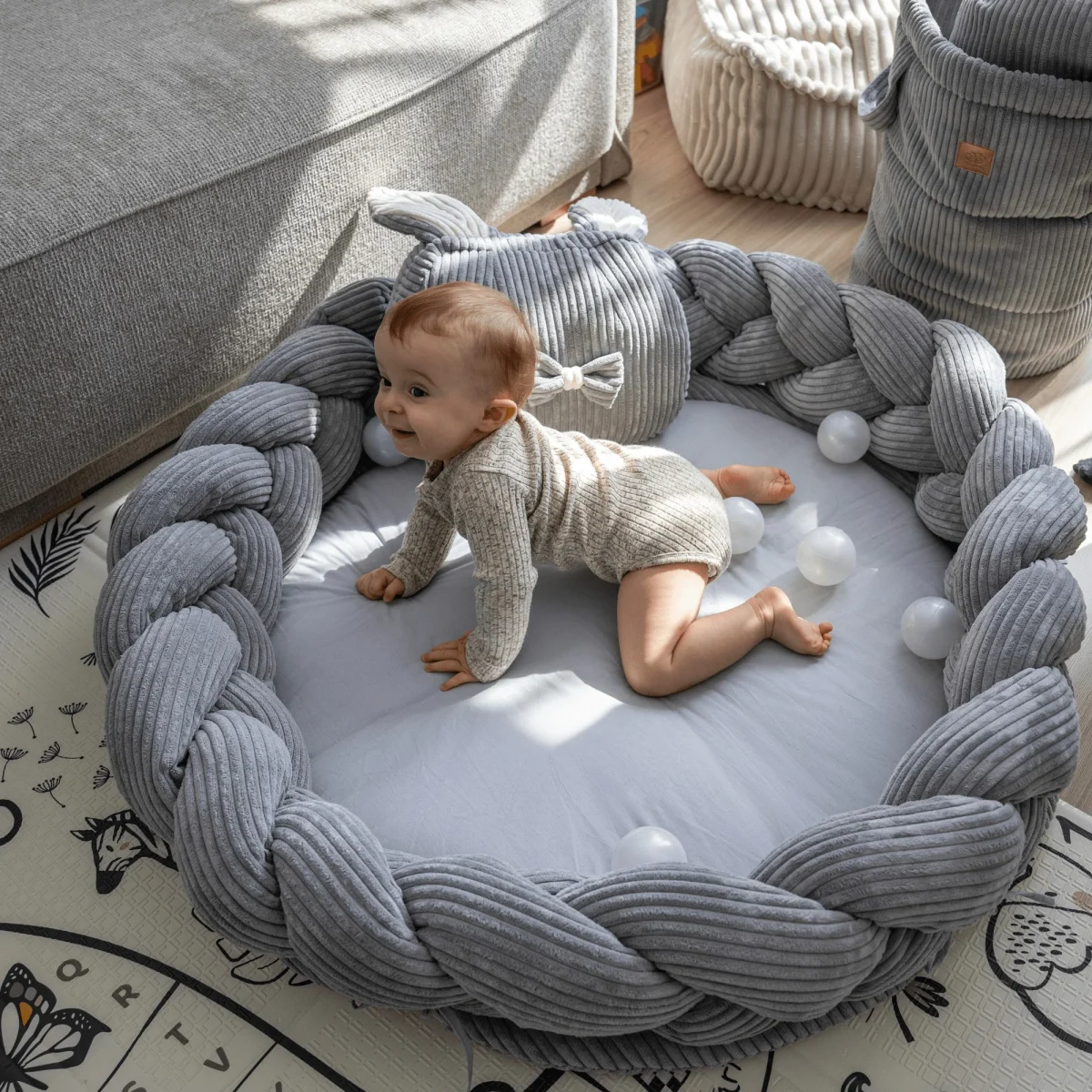Baby Nest & Play Mat with Crib Bumper Braid, photo 5