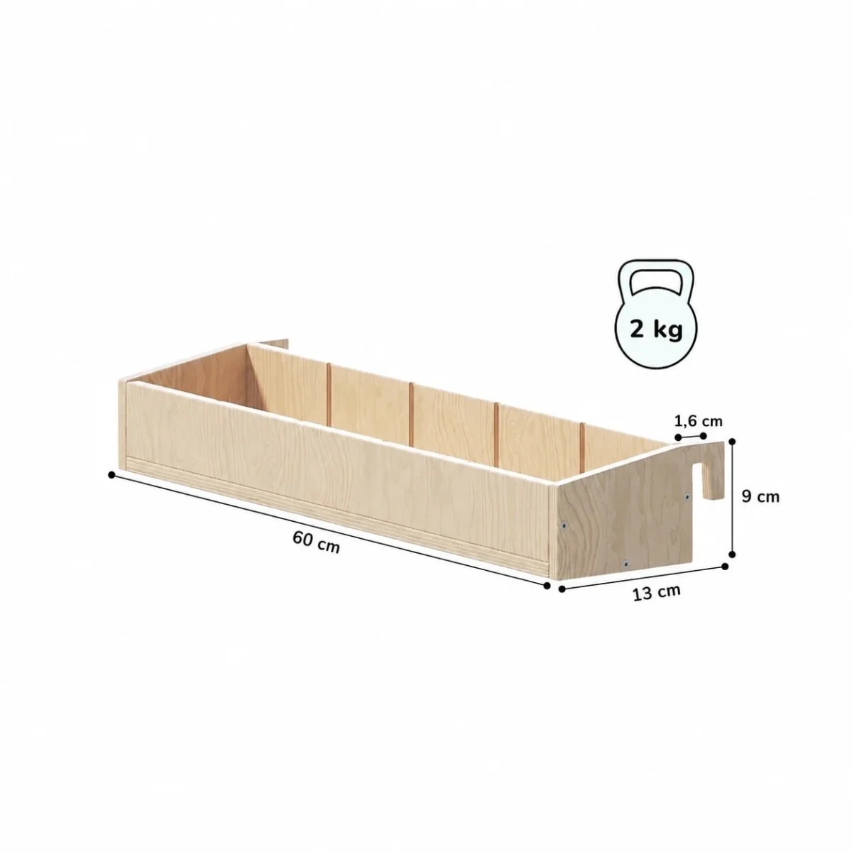 Changing Table Organiser 60 cm, Natura, photo 2