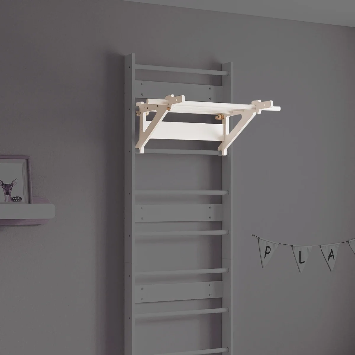 BusyKids EVERGYM — Wooden Pull-Up Bar for Wall Bars — White