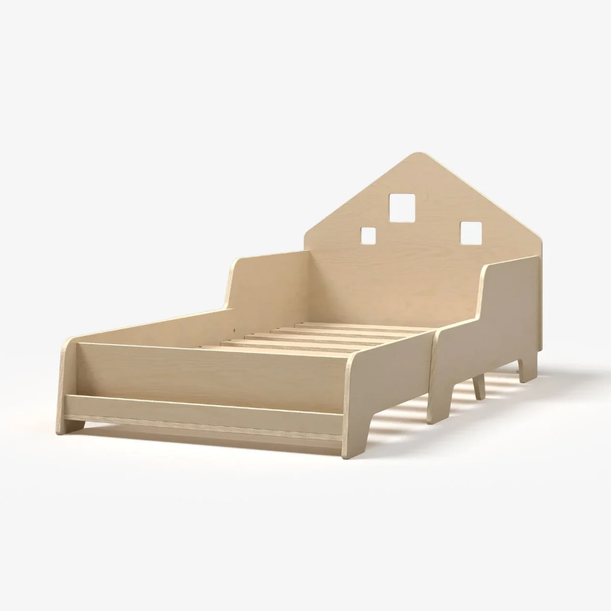 Extendable House Bed with Bookshelf and LED Light