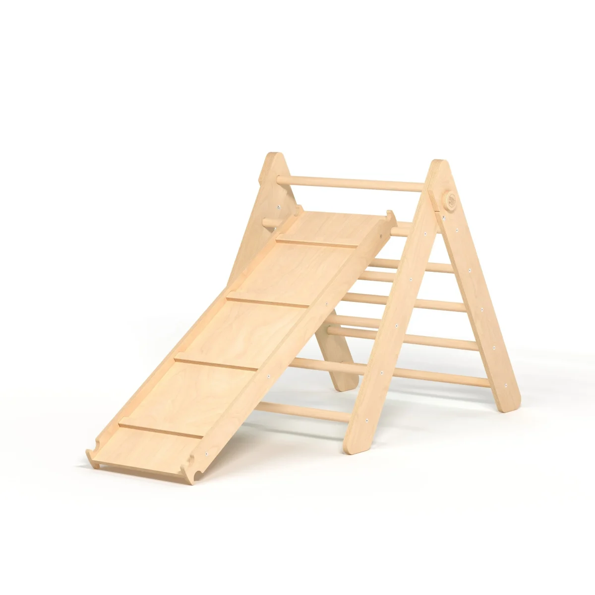 Pikler Triangle with Slide and Climbing Ramp — Uncoated
