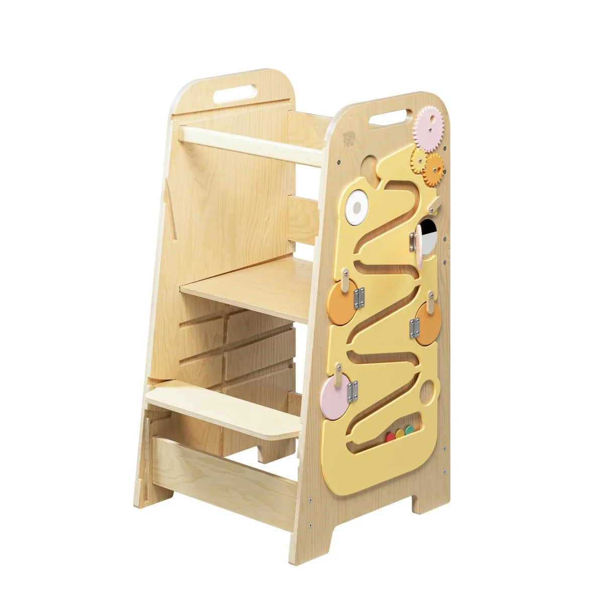 BusyKids Play XL — 5-in-1 Learning Tower with Activity Board, Yellow