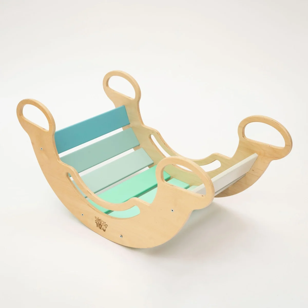 Wooden Balance Rocker and Climbing Arch — Mint