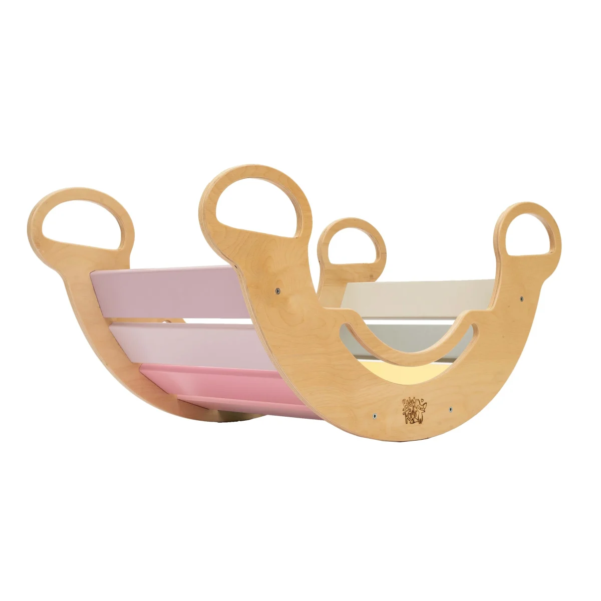 Wooden Balance Rocker and Climbing Arch — Pastel