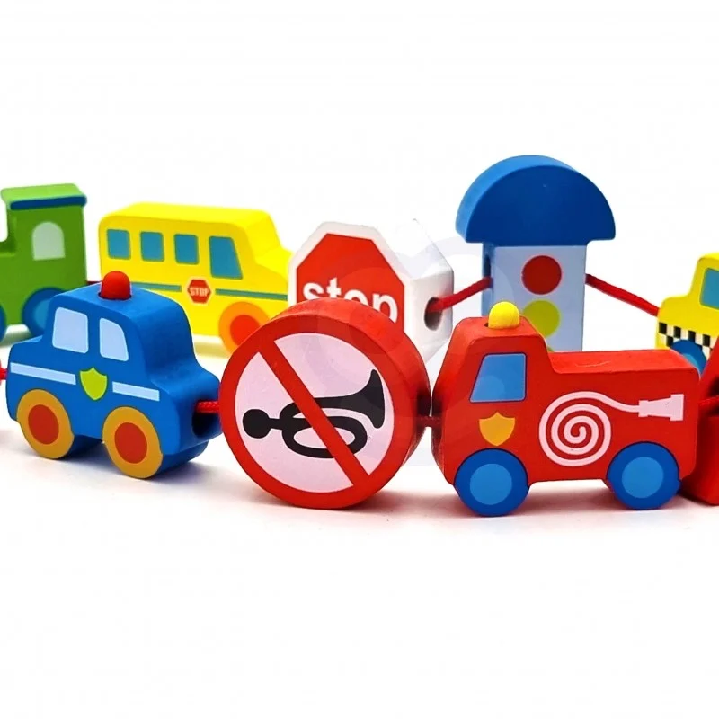 Wooden Threading Blocks Vehicles, 12 pcs, photo 5