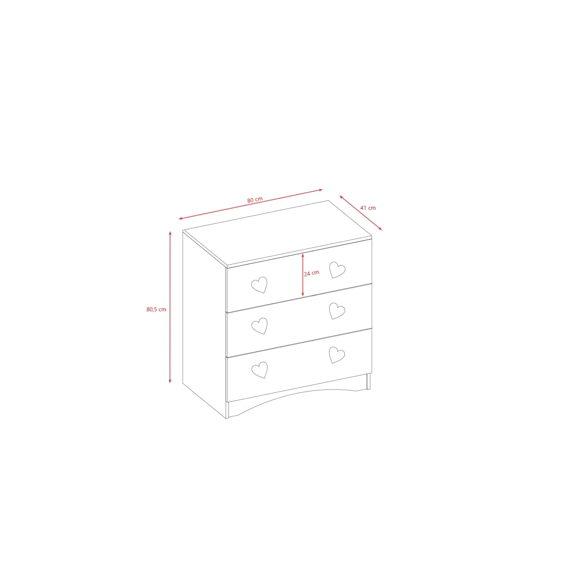 Kocot Kids Julia — Chest of Drawers with Heart Cutout Handles, photo 9