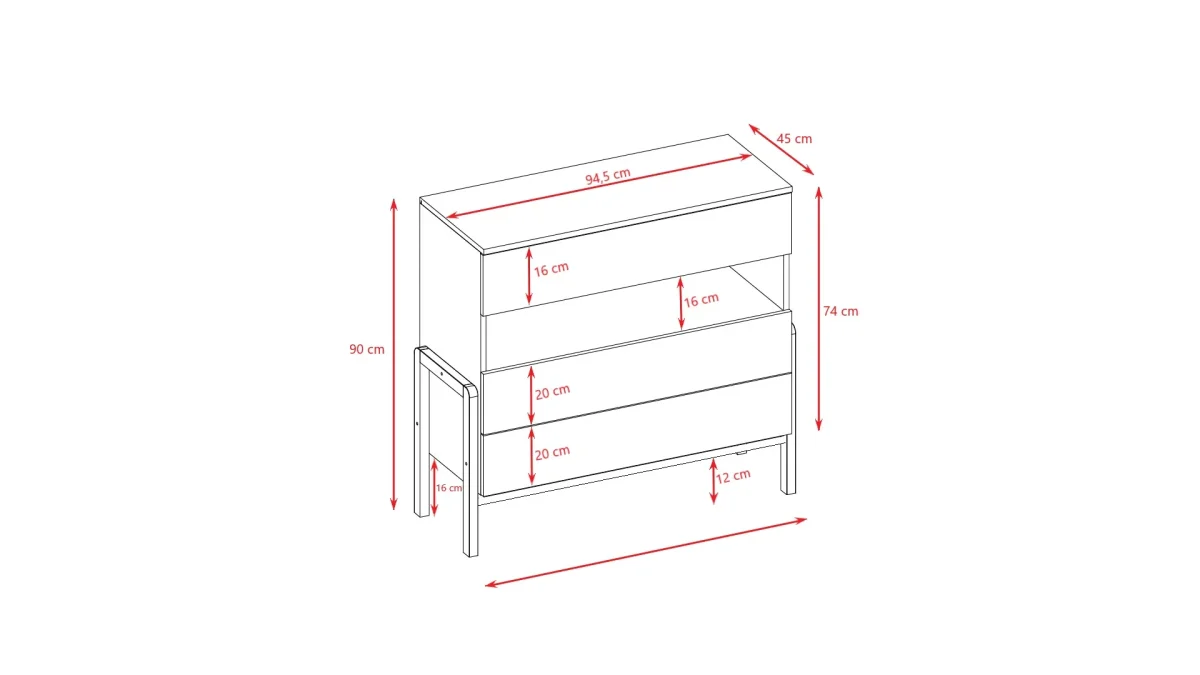 Kocot Kids Victor — Chest of Drawers with Oak Legs and Open Shelf, photo 4