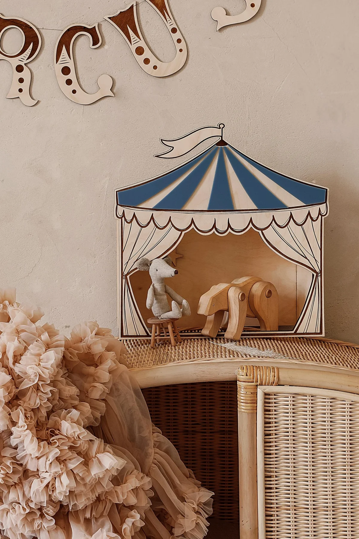 Circus Puppet Theatre Wooden Wall Decoration