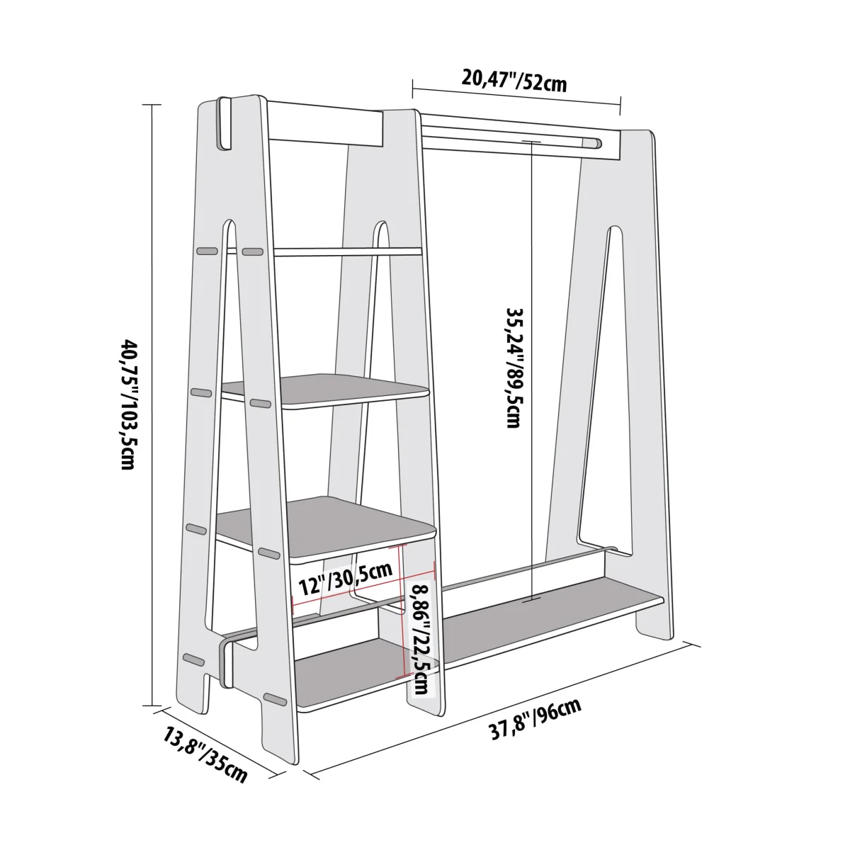 Clothing Rack with Side Shelves, photo 20
