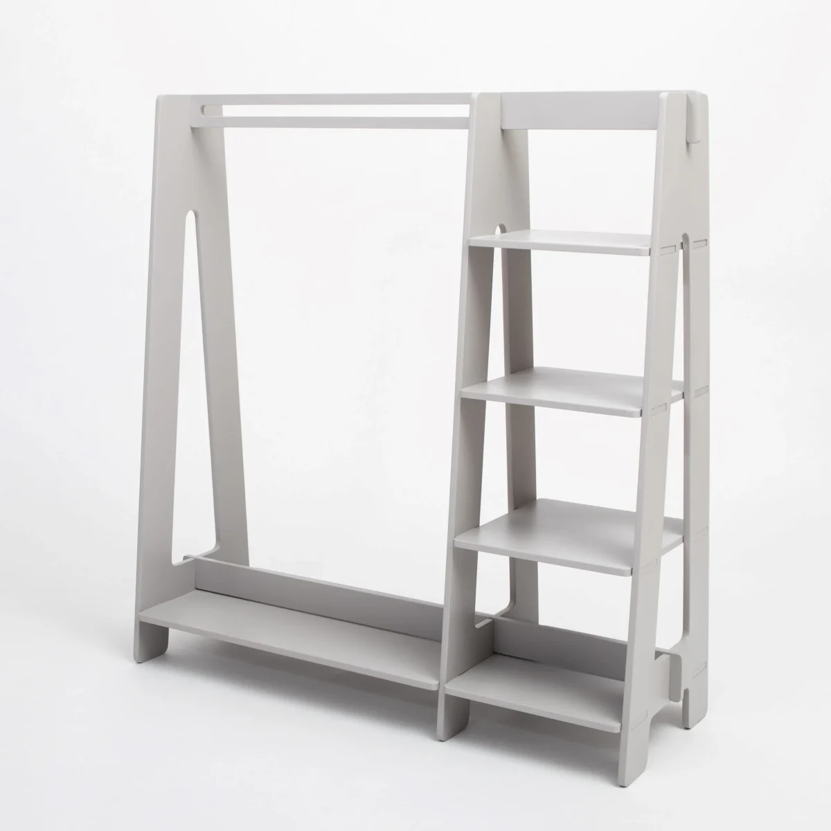 Clothing Rack with Side Shelves — Grey