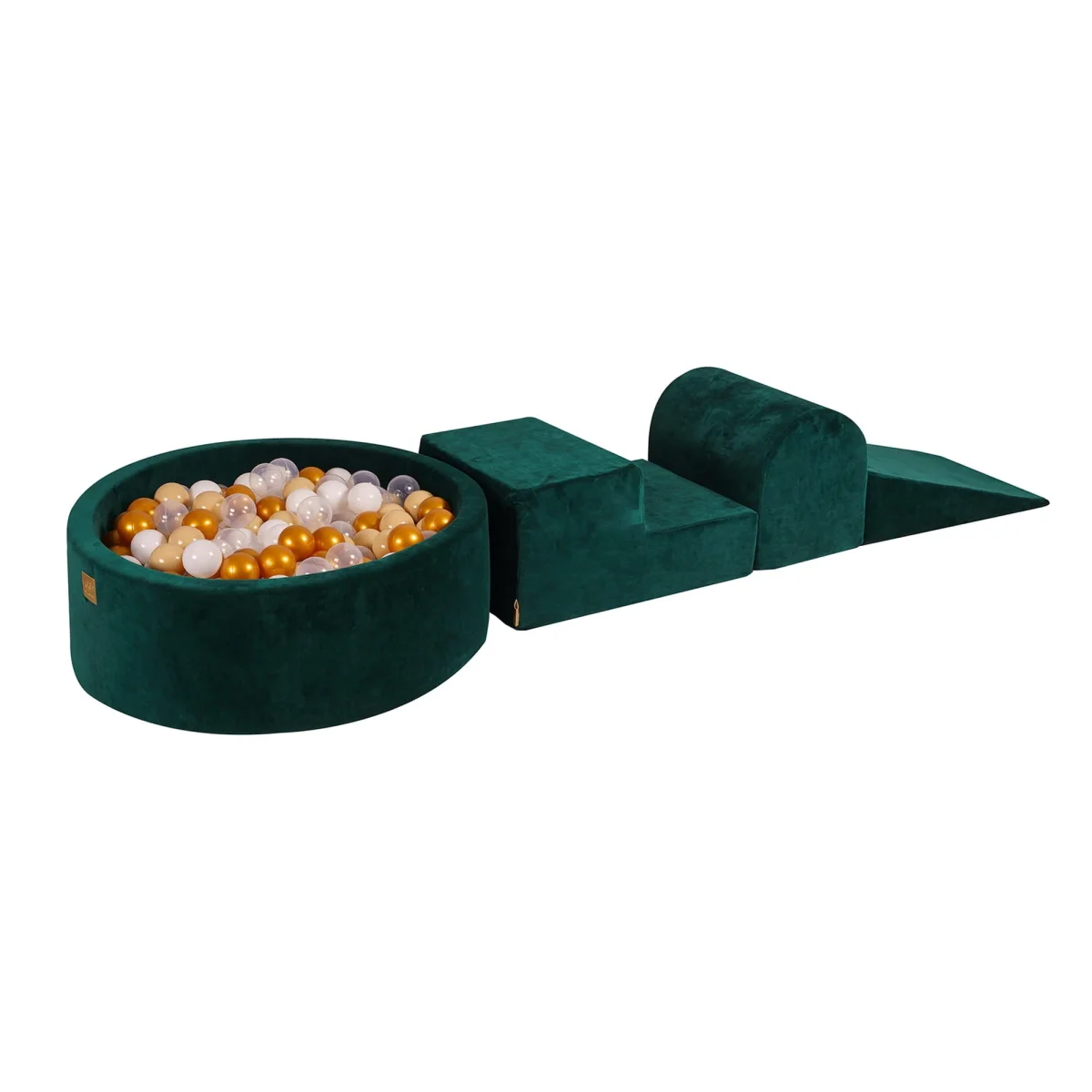 Green Velvet Playset, 3 Blocks, Ball Pit 90 cm, 200 Balls