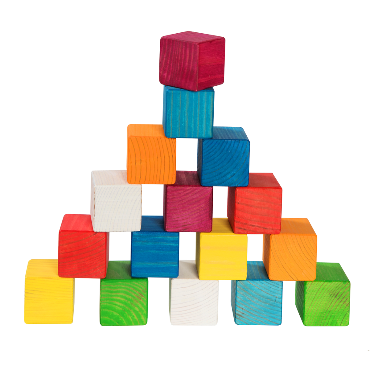 Rainbow Wooden Building Blocks, 16 Pieces
