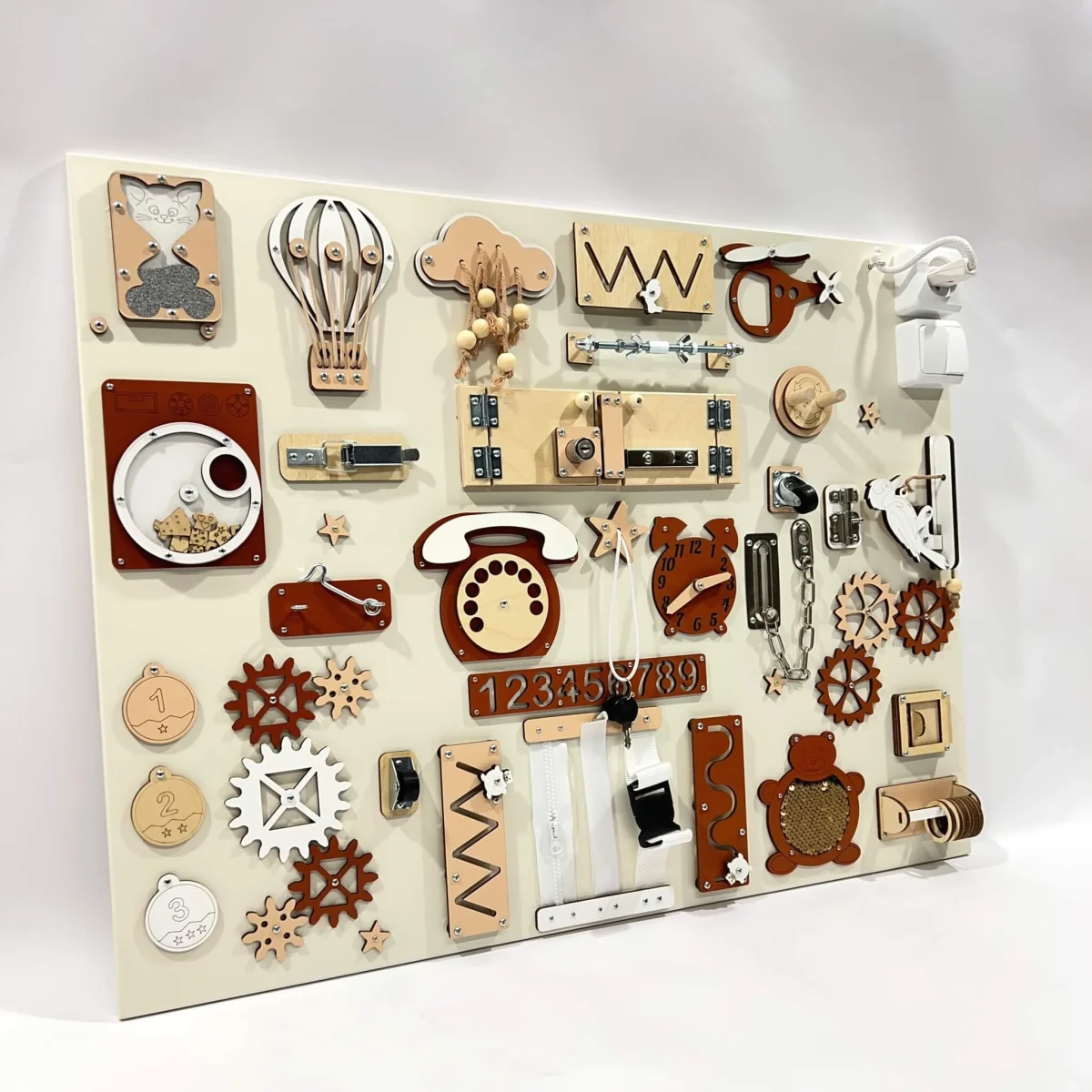 Extra Large Busy Board with Activities, 60 × 80 cm — Red