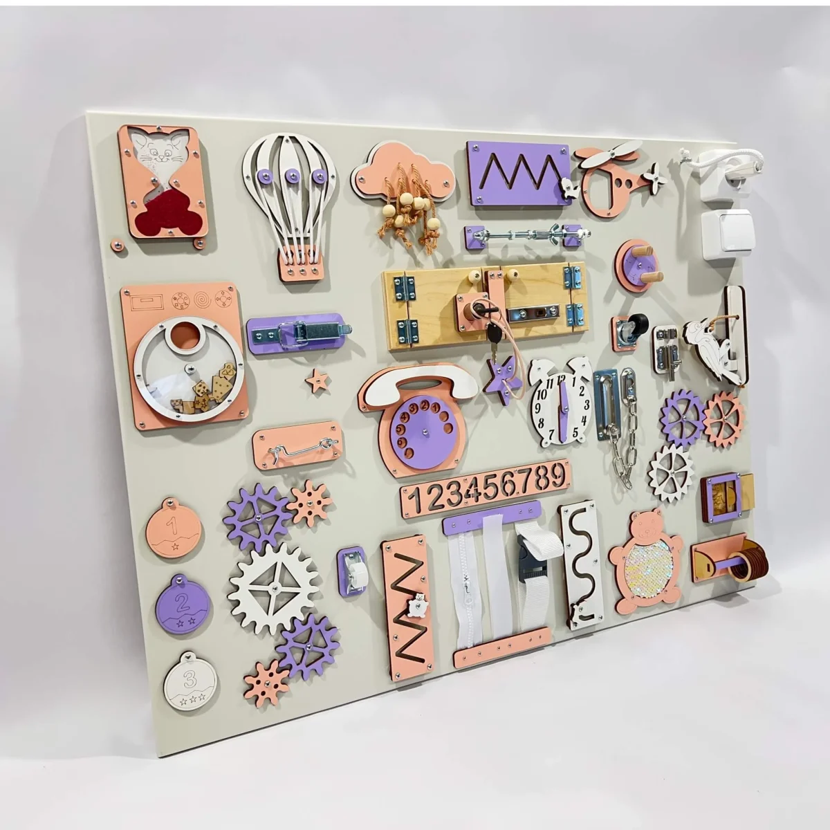 Extra Large Busy Board with Activities, 60 × 80 cm — Pink