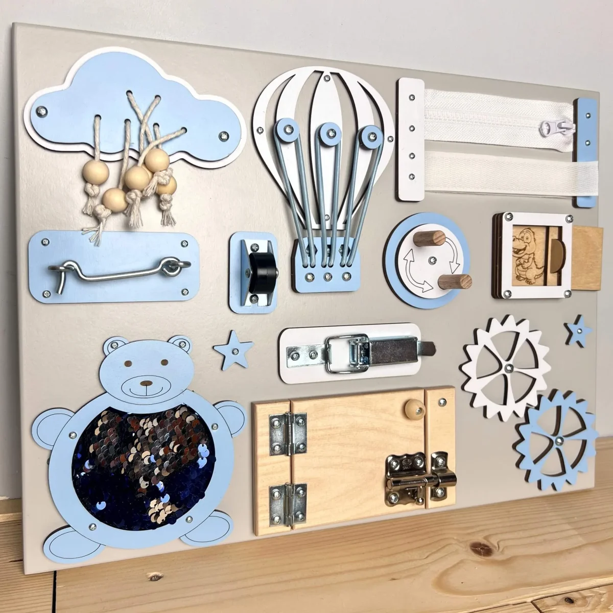 Small Busy Board with Doors, 30 × 40 cm