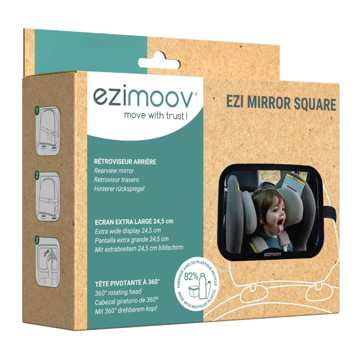 Ezimoov EZI Mirror Square — Back Seat Mirror, 360° Rotation, photo 8