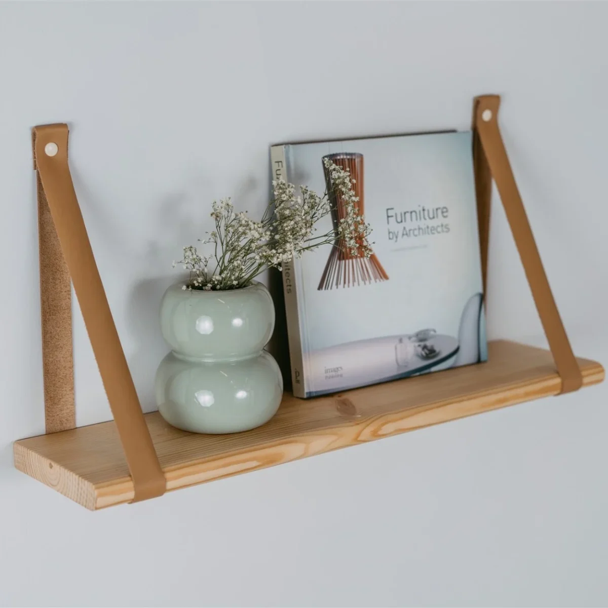 Compact Leather Strap Wall Shelf, 60 cm, photo 2