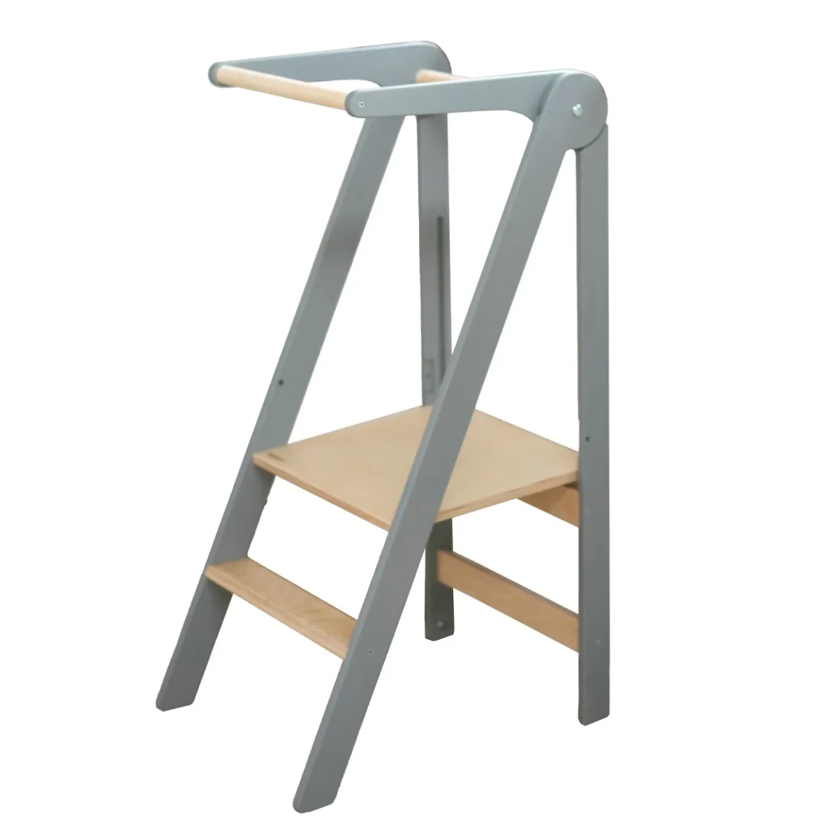 Foldable Kitchen Helper Tower with Removable Rail — Grey