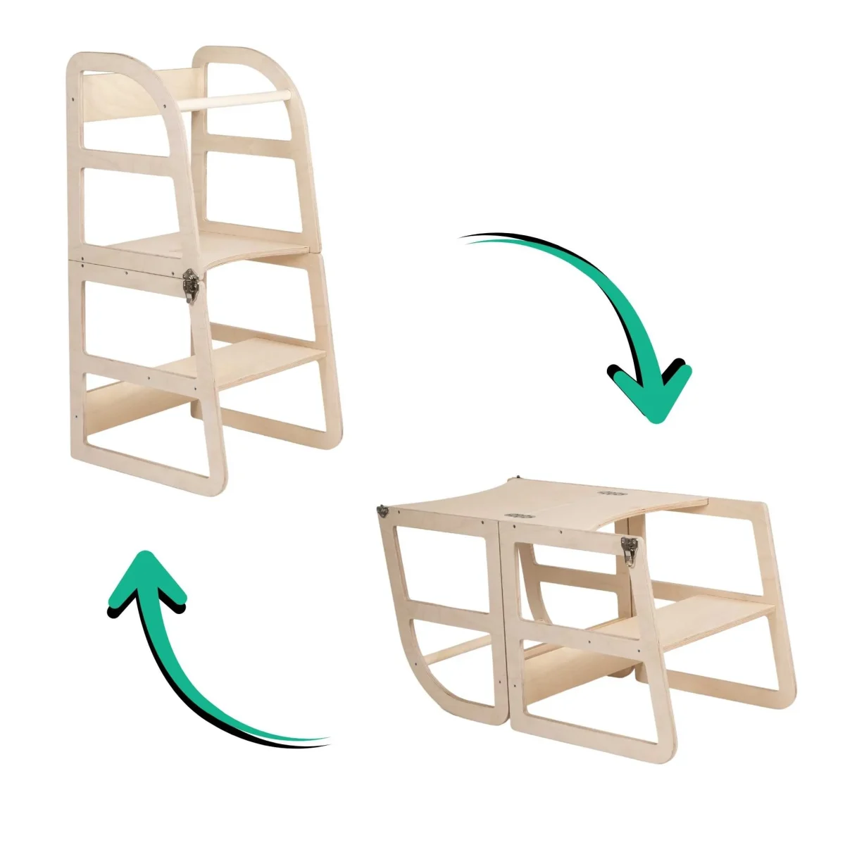 leg&go Sleekstep — 2-in-1 Tower That Folds into a Table & Chair — Natural