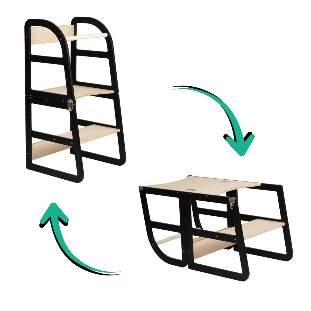 leg&go Sleekstep — 2-in-1 Tower That Folds into a Table & Chair — black