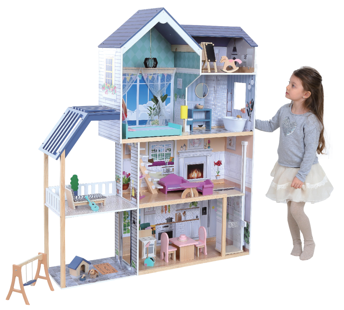 Gerardo’s Toys Crystal — Wooden Dollhouse, 4 Floors and Attic, LED, photo 4