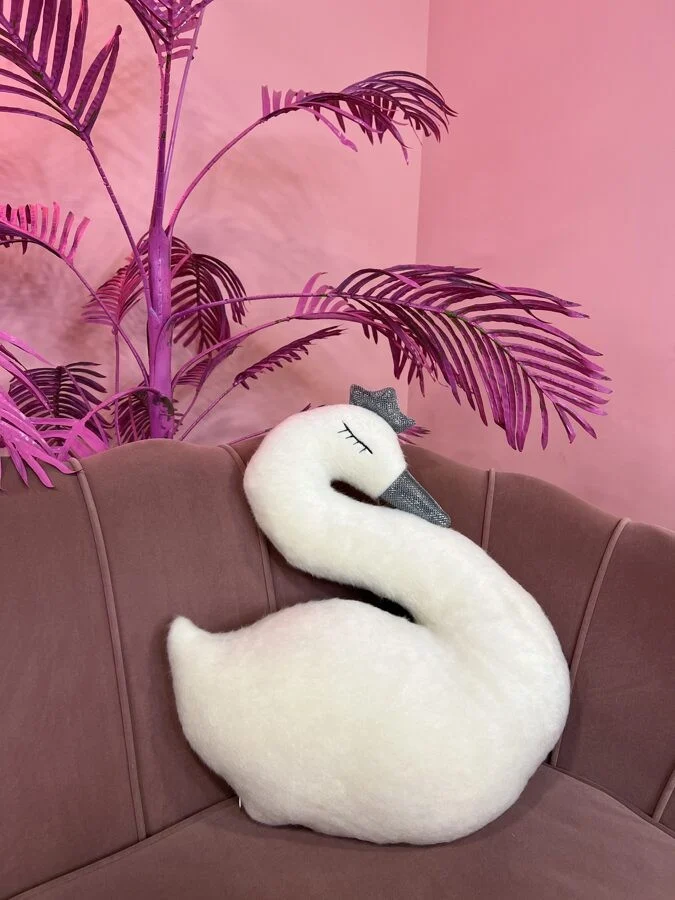 Handmade Swan Soft Toy with Crown