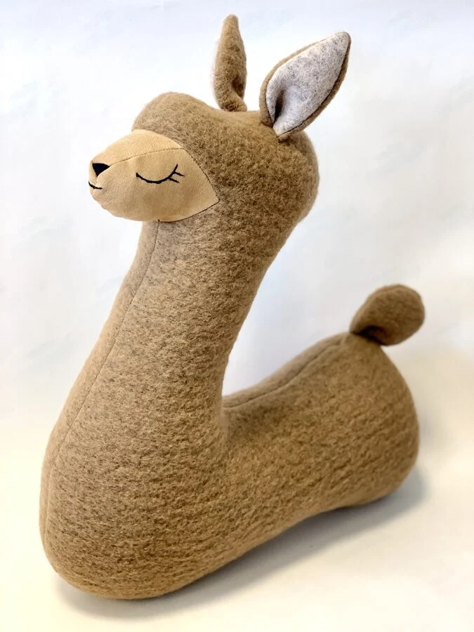 Alpaca Toy Pillow with Llama Wool, Handmade