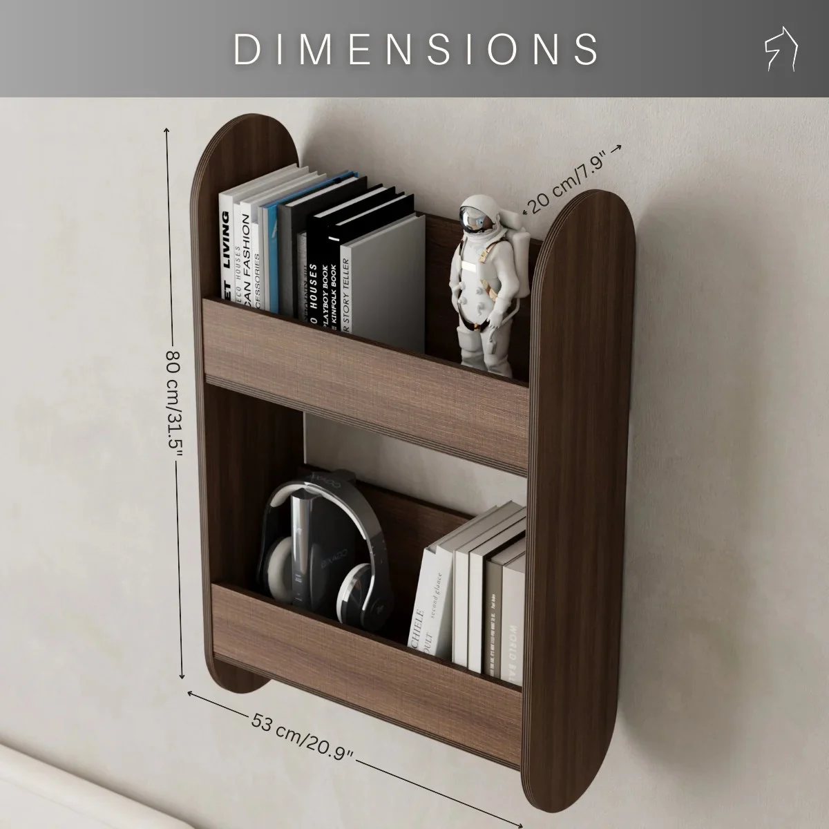 Ewart Woods Capsule — Wall-Mounted Wooden Bookshelf — Walnut