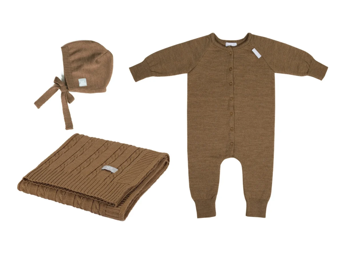 JOY Merino Gift Set: Braided Blanket, Romper and Bonnet