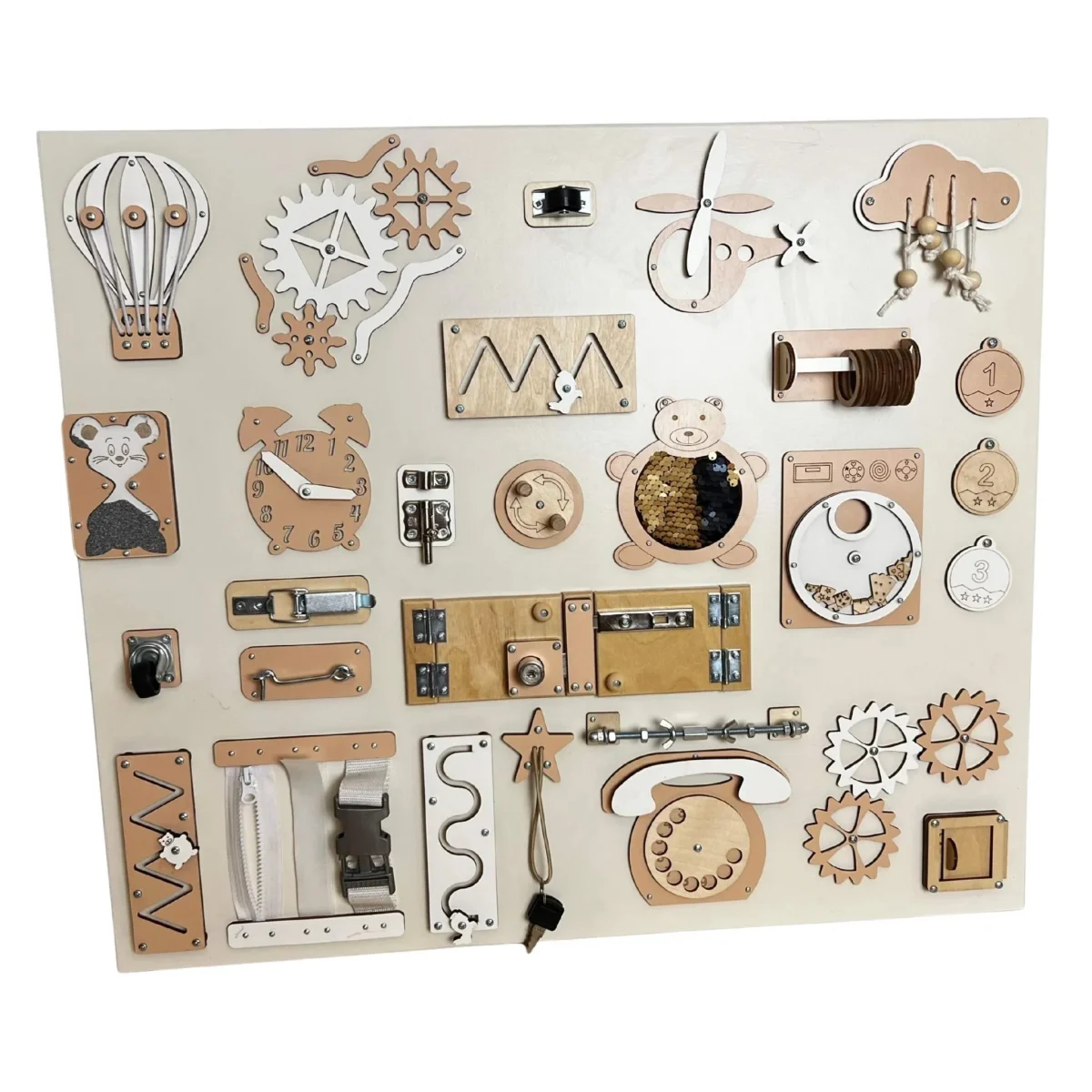 Large Wall Busy Board, 60 × 70 cm — Beige