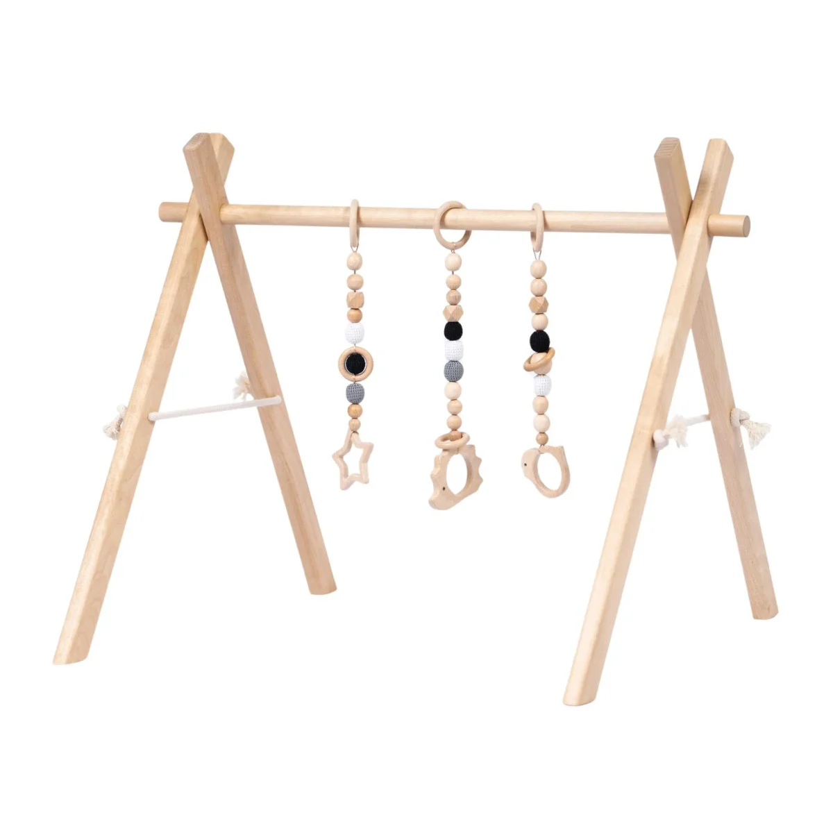 Wooden Baby Gym with Black and White Toy Set